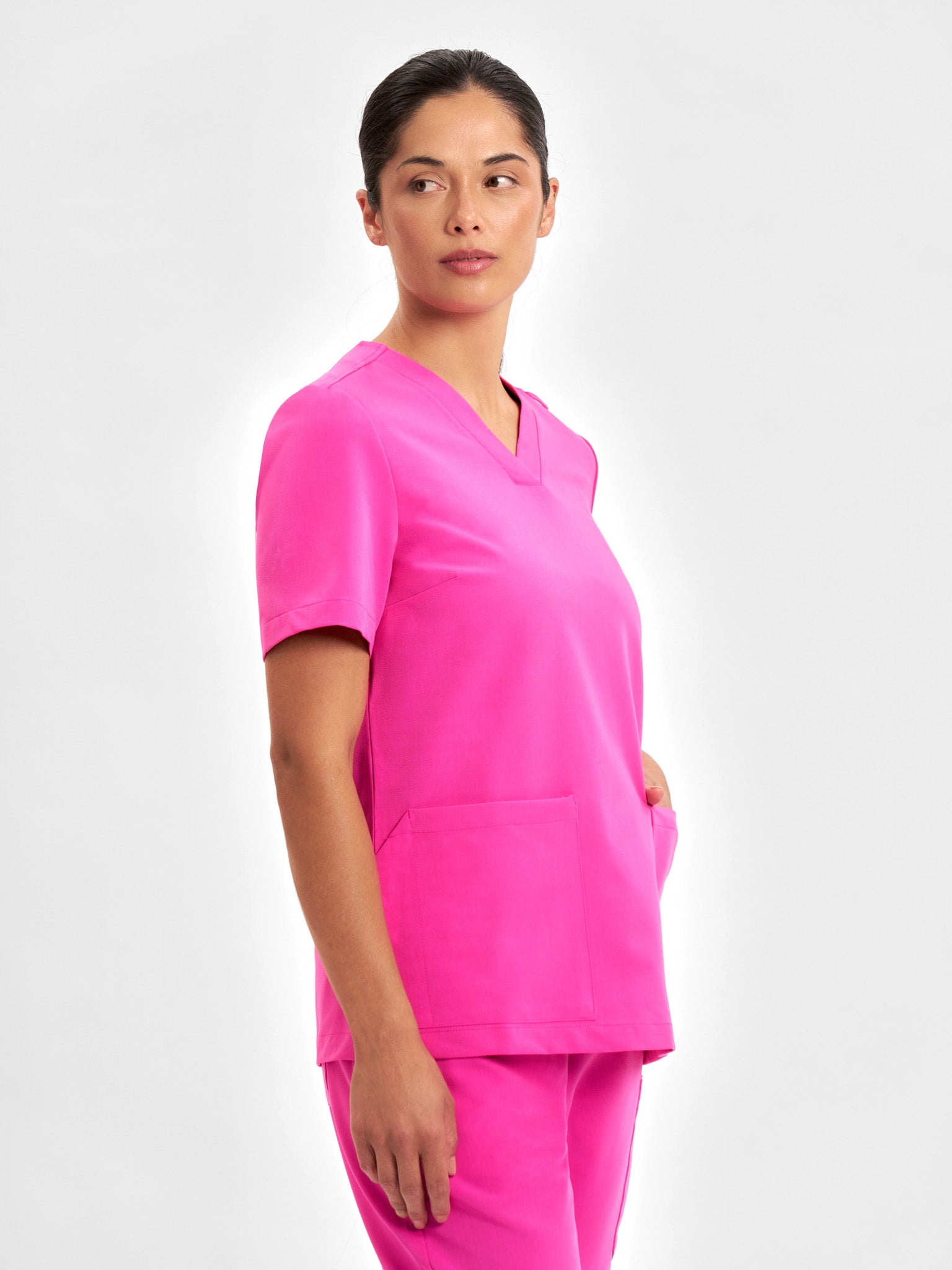 Pink Womens V-Neck Scrub Top